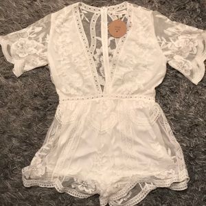 White Lace Honey Punch Romper